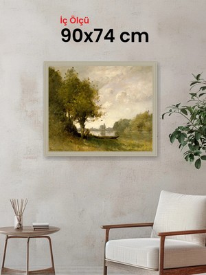 Hars Vintage Eskitme Beyaz Çok Renkli Çerçeve 90 x 74 cm Şeffaf Korumalı Pvc