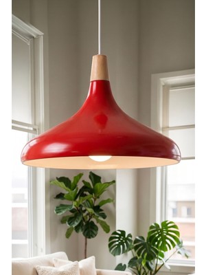 Marrien Nova Bohem Ahşap Turuncu Metal Sarkıt (35 cm) Yemek Masası Üstü Avize