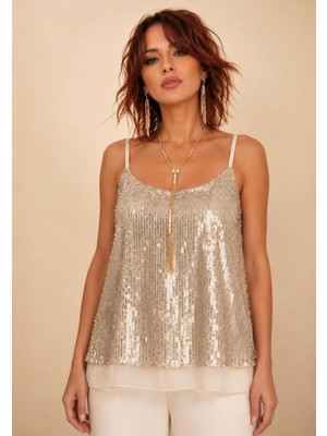 Boutique Bade Payetli Salaş Kesim Bluz