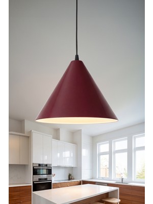 Marrien Cone Bohem Bordo Metal Sarkıt (25 cm) Yemek Masası Üstü Avize Mutfak & Salon Aydınlatması