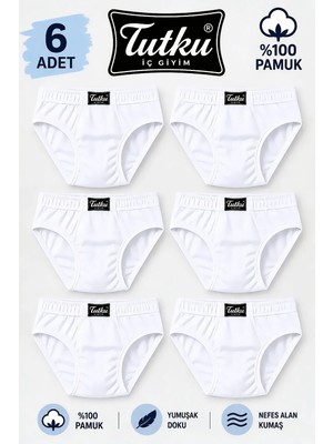 Tutku 6'lı %100 Pamuk Beyaz Slip Külot
