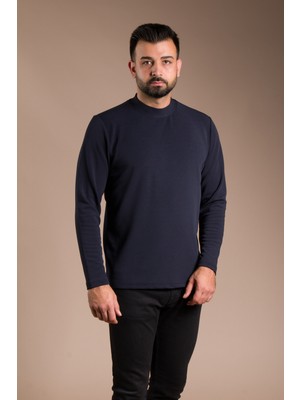 Zeki Özer Erkek Lacivert Yarım Boğazlı Soft Sweatshirt