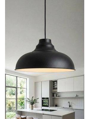 Marrien Lora Vintage Siyah Metal Sarkıt (33 cm)  Yemek Masası Üstü Avize  Mutfak & Salon Aydınlatması