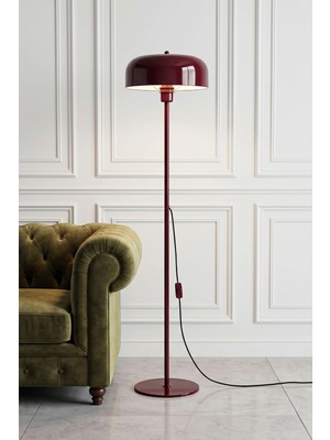 Marrien Marella Tek Ayaklı Bordo Metal Modern Lambader  Salon & Oturma Odası & Yatak Odası