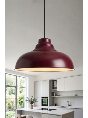 Marrien Lora Vintage Bordo Metal Sarkıt (33 cm)  Yemek Masası Üstü Avize  Mutfak & Salon Aydınlatması