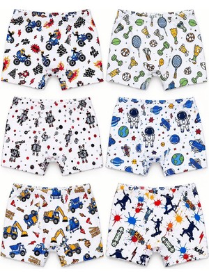 Tutku 6'lı Empirme Baskılı Erkek Çocuk Boxer