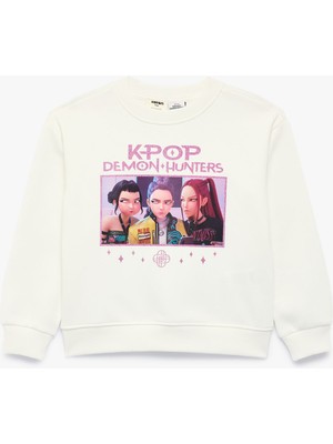 Koton Kpop Demon Hunters Baskılı Şardonlu Uzun Kollu Bisiklet Yaka Lisanslı Sweatshirt