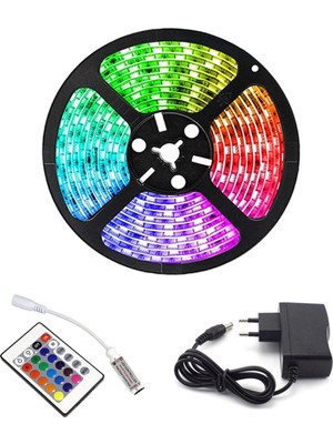 Lovesta Home Rgb Şerit 5 Metre 16 Renkli Kumandalı Adaptörlü Çift Taraflı Bant