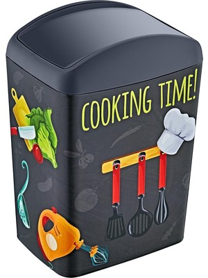 Soft Resimli Çöp Kutusu Döner Kapak 5 Lt Cook