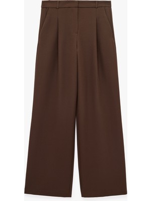 Koton Yüksek Bel Cepli Regular Fit Geniş Paça Kumaş Pantolon