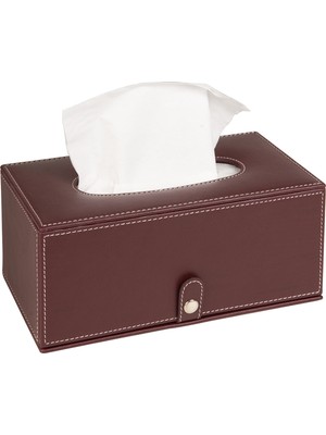 2k Premium Tasarım Vegan Deri Mendil ve Peçete Kutusu Maksi Boy Peçetelik Ofis Ev Hediyelik Masa Üstü Aksesuar 24X13X10 Cm. Bordo