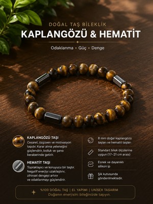 Morlisse Kaplangözü & Hematit Doğal Taş Bileklik | Unisex Tasarım