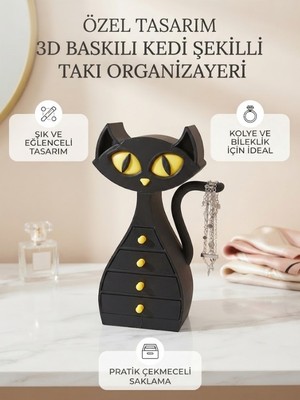 Flexis Özel Tasarım Kedi Şekilli Takı Organizajeri