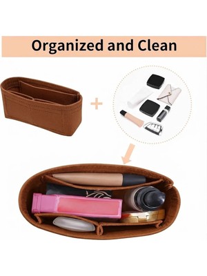 Mucize Kahverengi Keçe Çanta Düzenleyici ve Ayarlanabilir Askı Seti / Mini Organizer - 16.5X8X5 cm