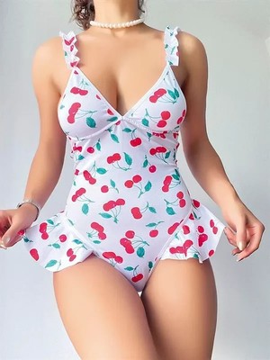 Esranın Dünyası Vişne Desenli Body