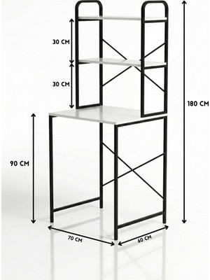 Ny Joy Çamaşır Makinesi Üstü Raf Siyah 70 cm