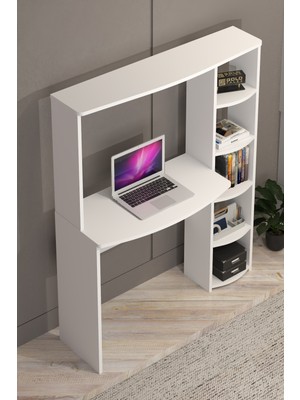 Ny Joy Kitaplıklı Çalışma Masası Beyaz