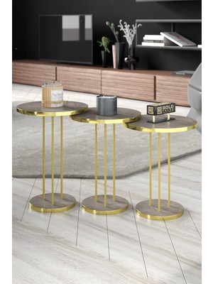 Ny Joy Gold Terra Sehpa Seti Gordion Gri