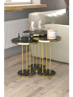 Ny Joy Gold Terra Sehpa Seti Bendir Siyah 4'lü