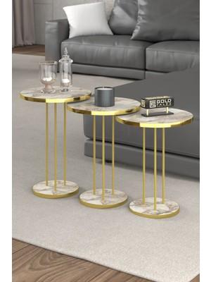 Ny Joy Gold Ayak Orta Sehpa Efes Beyaz