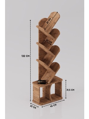 Ny Joy Yaprak Kitaplık Suntalam Kahverengi 45X132