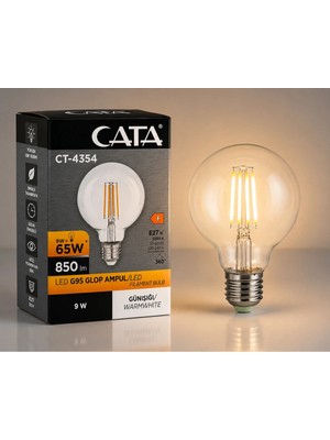 Cata CT-4354V LED G95 Glop Filament Ampul 9W E27 Günışığı