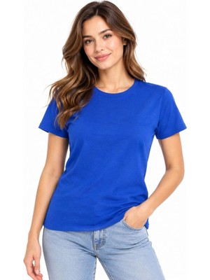 Milares Kadın Basic Tişört Bisiklet Yaka Kısa Kol Günlük Yazlık Slim Fit T-Shirt