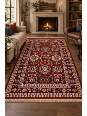İlhanın Halıları Altay Anadolu Kilim Desenli Robot Süpürge Uyumlu Kaymaz Tabanlı Pamuk Polyester Oturma Odası Salon H
