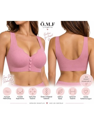 Önden Düğmeli Fitilli Pedli Sütyen - Yumuşak Dokulu Toparlayıcı Günlük Bralet