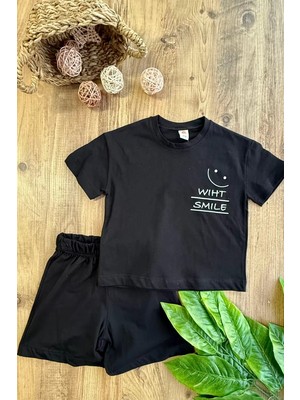 Erkek Çocuk Yazlık Şort Takım Siyah