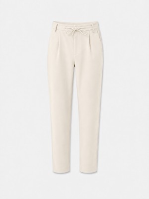 Erkek Ekru Pamuk Dokulu Regular Fit Jogger Pantolon