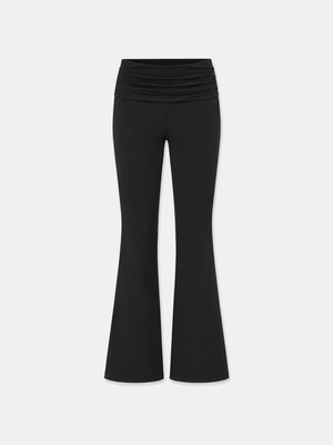 Kadın Siyah Esnek Dokulu Slim Fit Tayt