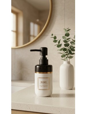 Makri Home 300 ml Seramik Lenora Sıvı Sabunluk, 7 cm Çap, 18 cm Yükseklik