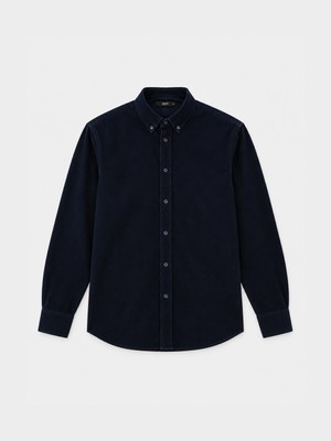 Erkek Lacivert Lüks Dokulu Soft Kadife Regular Fit Gömlek