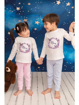 Pia Baby Isme Özel Kız Çocuk 2 Adet Pijama Takımı %100 Pamuk Penye Isim Baskılı Kişiye Özel Kreş Pijaması Hediye Seti