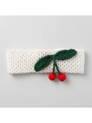 Rug Muse El Örgüsü Kız Çocuk Toka Seti - Sweet Cherry - Kiraz Figürlü Beyaz Örgü