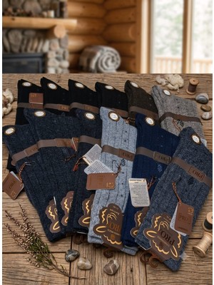Pro Boutique Style Bektaş Lambswool (Yün) Erkek Çorap; Asorti 12'li Paket; Dikişsiz