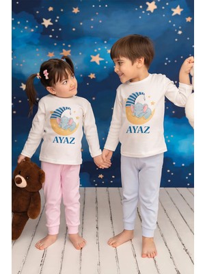 Pia Baby Isme Özel Erkek Çocuk 2 Adet Pijama Takımı %100 Pamuk Penye Isim Baskılı Kişiye Özel Kreş Pijaması Hediye Seti