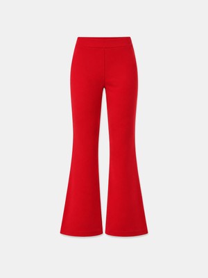 Kadın Kırmızı Esnek Dokulu Regular Fit Pantolon