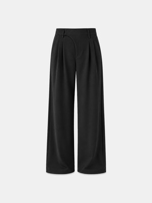 Kadın Siyah Esnek Dokulu Oversize Pantolon