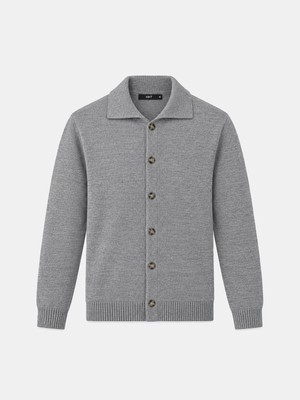 Erkek Gri Yumuşak Dokulu Regular Fit Hırka
