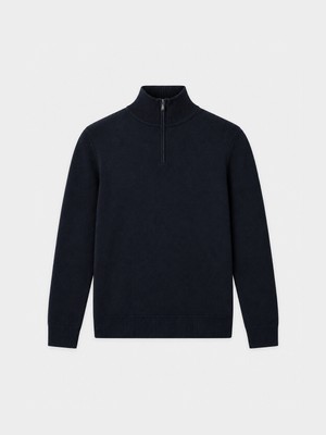 Erkek Lacivert Pamuk Dokulu Regular Fit Kazak