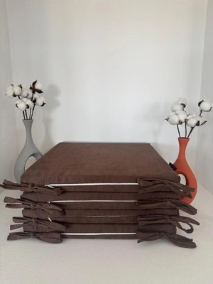 Maison Luré Sandalye Minderi 40CMX40CM+4CM 4'lü Süngerli Sandalye Minderi Çıkarılabilir Kılıf Bağcıklı