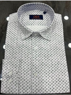 Regularfit Poplin Desenli Dijital Baskı Erkek Gömlek %100 Pamuk
