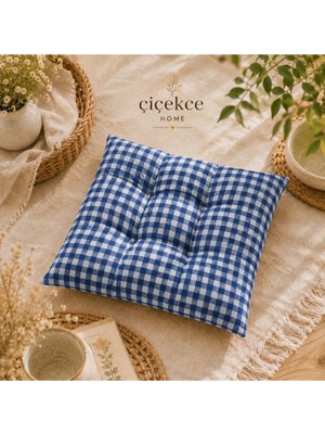 Maison Luré Sandalye Minderi Pötikare Çok Amaçlı Minder 42X42 cm 1 Adet Mavi