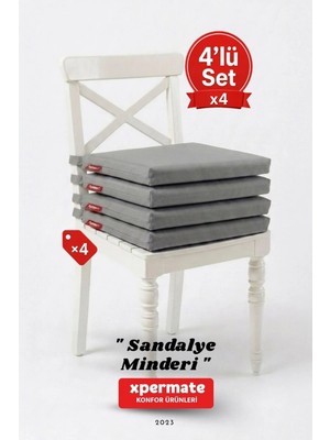 Maison Luré Sandalye Minderi 4'lü 40X40 Bağcıklı Su Itici Yıkanabilir Fermuarlı