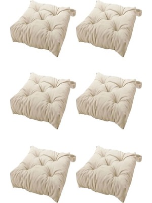 Maison Luré Sandalye Minderi Ekru 6 Adet 40/35X38X7 cm