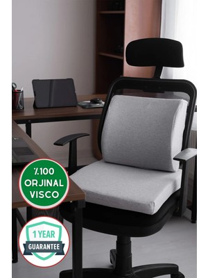 Maison Luré Sandalye Minderi 2'li Takım Visco Kare Minder Visco Bel Minderi Gri Renk