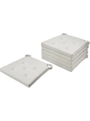 Maison Luré Sandalye Minderi 6 Adet , Ekru, 42/35X40X4 cm