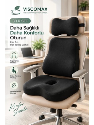 Maison Luré Sandalye Minderi Ergonomik Postür Minderi Bel Omurga Destekli Visco 3 Lü Se